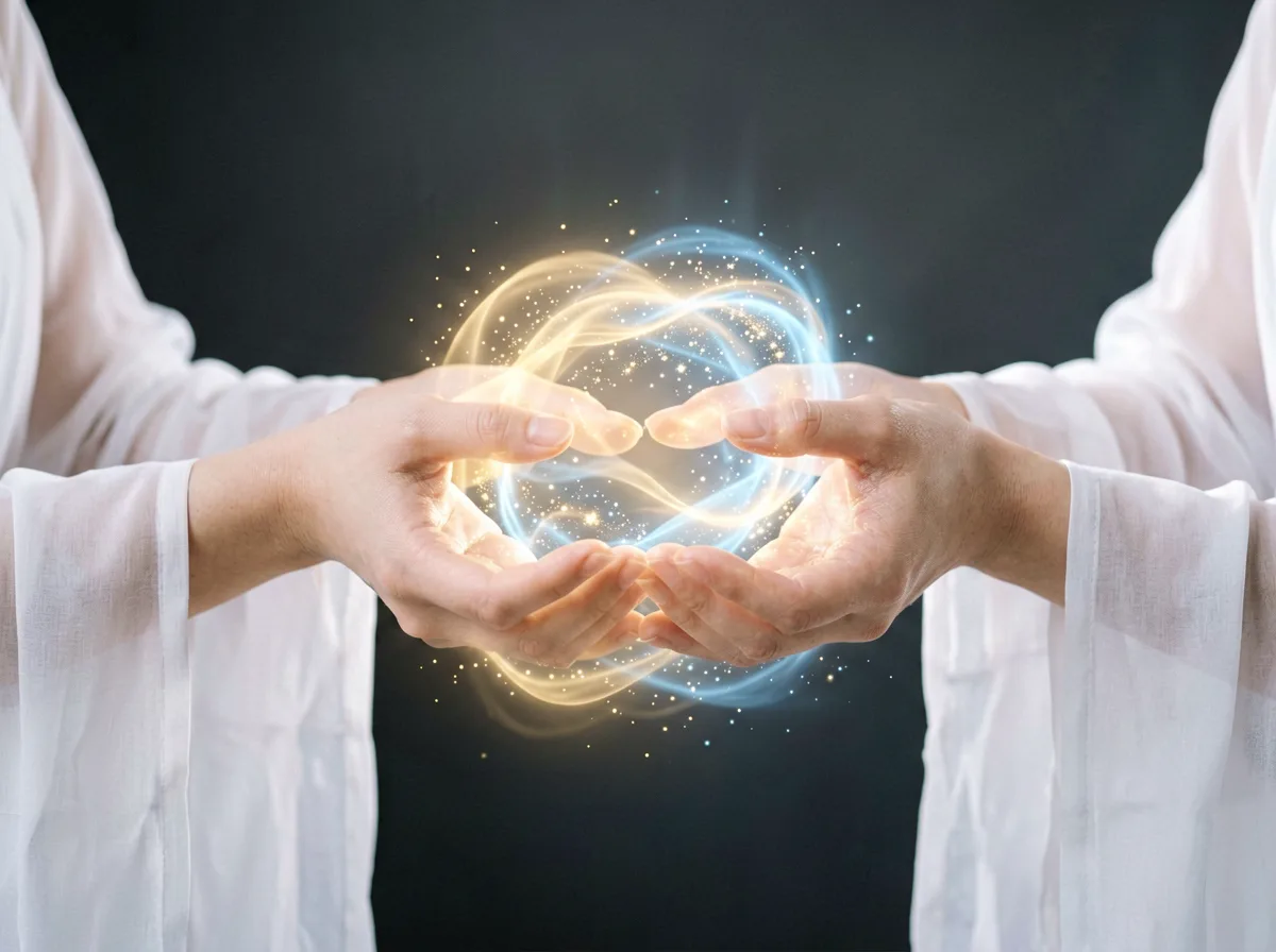 Reiki-Behandlung in ruhiger Atmosphäre.