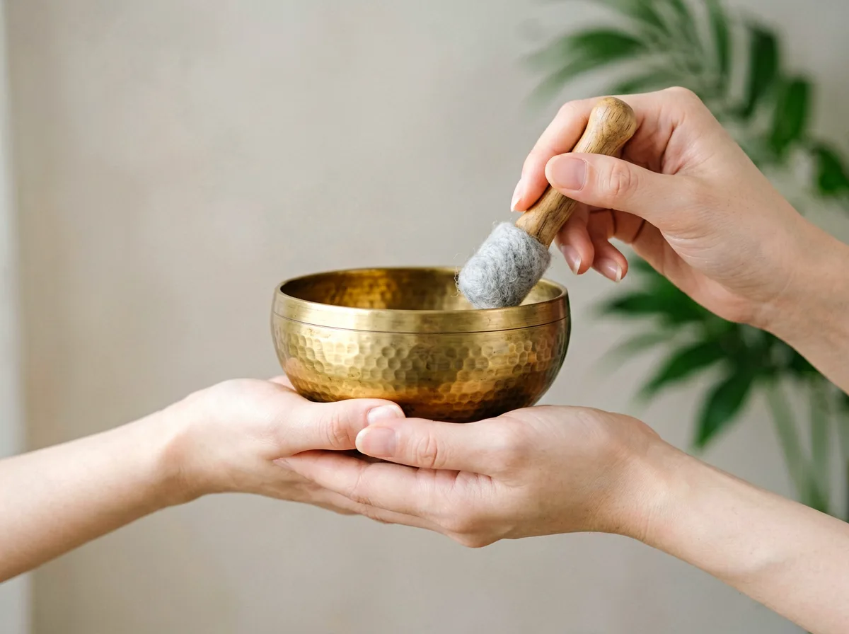 Klangschalenmassage in ruhiger Atmosphäre.