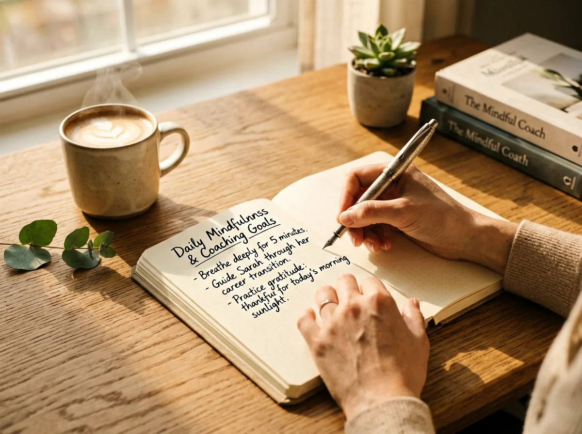 Journaling und ruhige Reflexion am warmen Schreibtisch