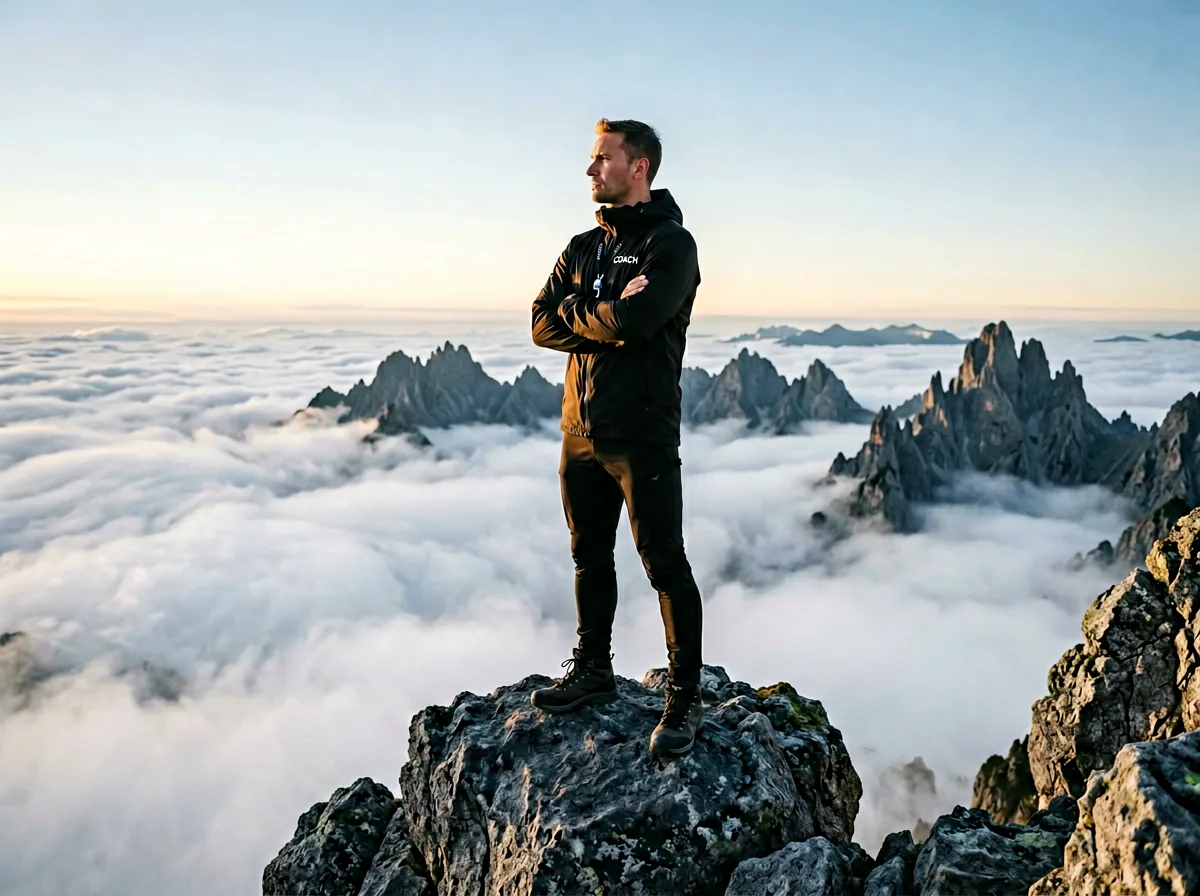 Bergkuppe über dem Nebel im Morgenlicht