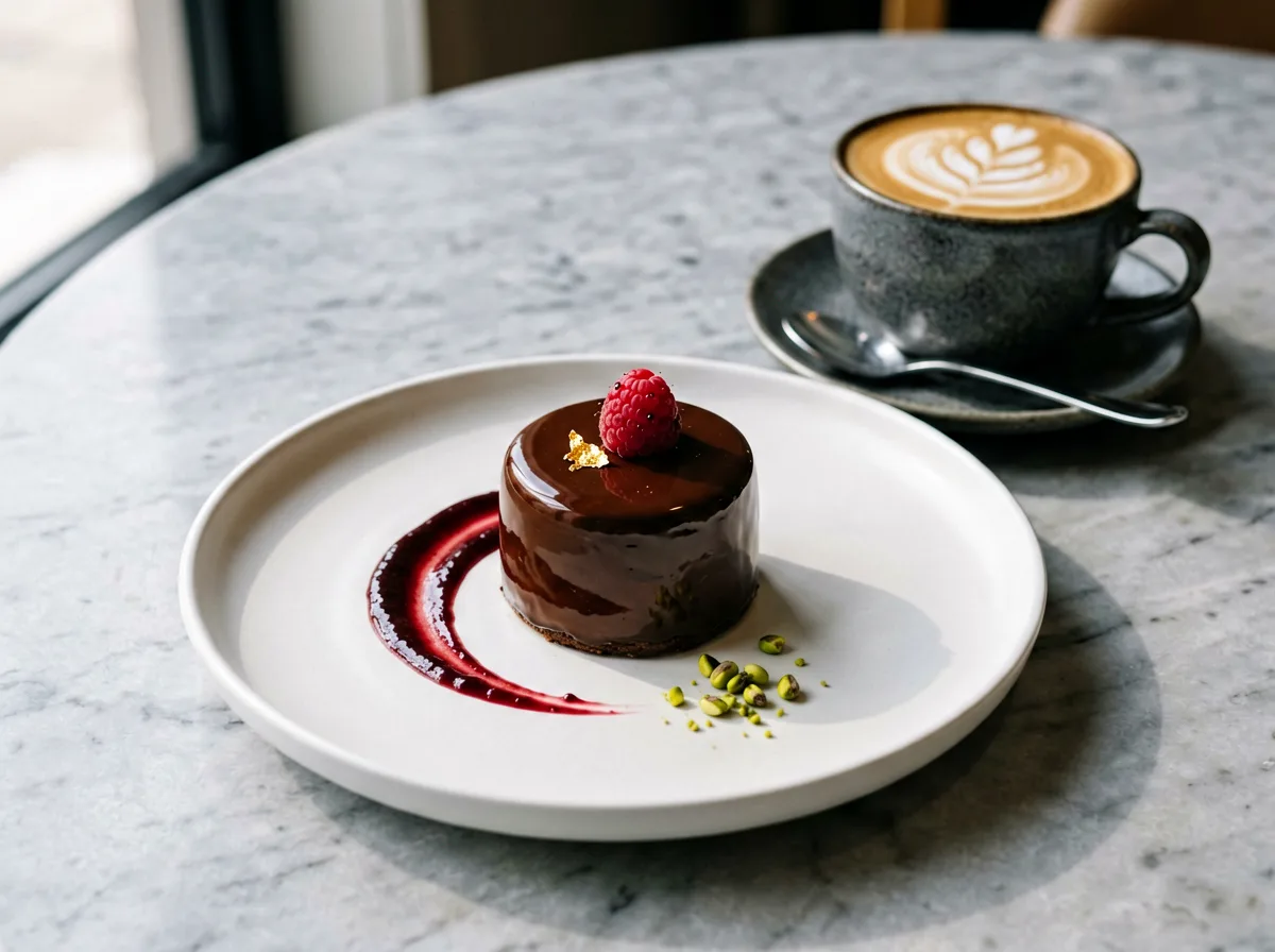 Hausgemachte Nachspeise mit Kaffee.