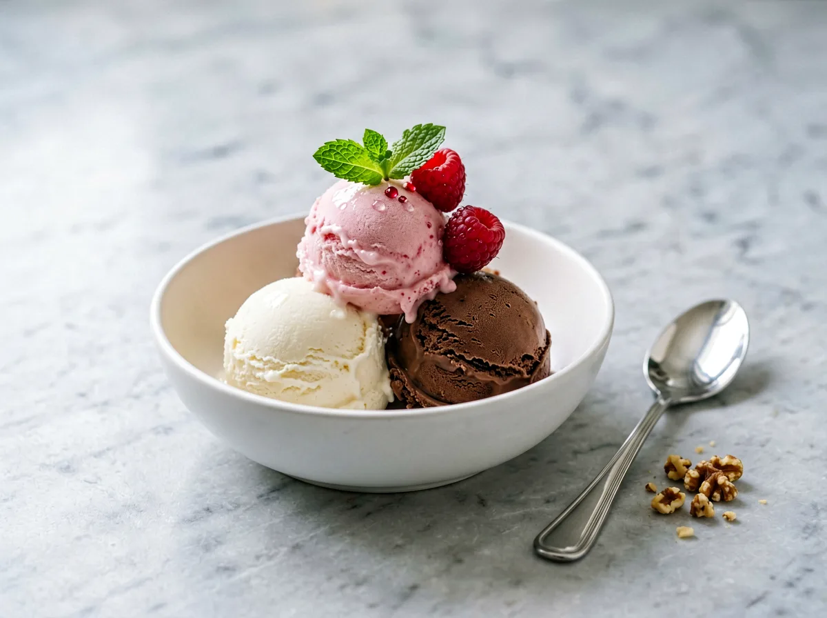 Eis-Kugeln frisch serviert.