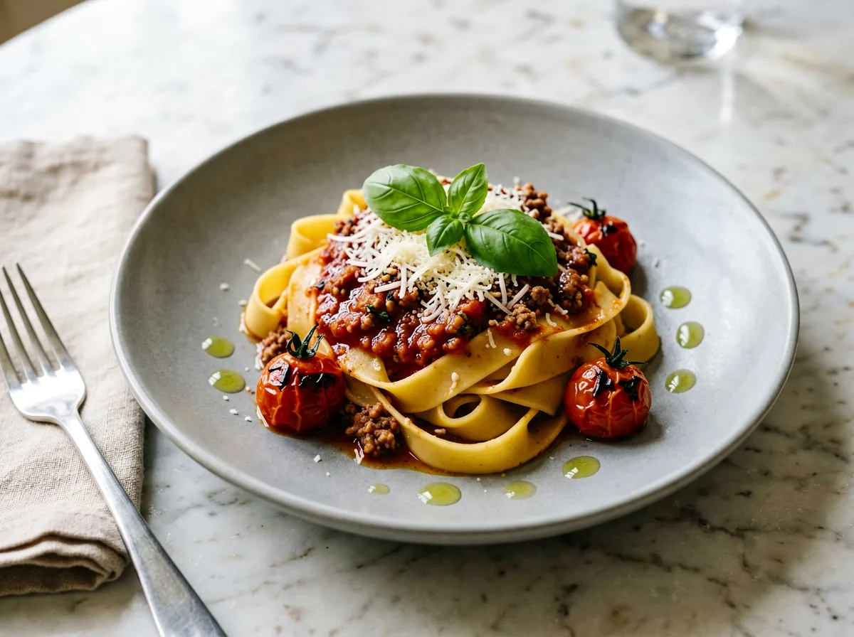 Frisch zubereitete italienische Pasta
