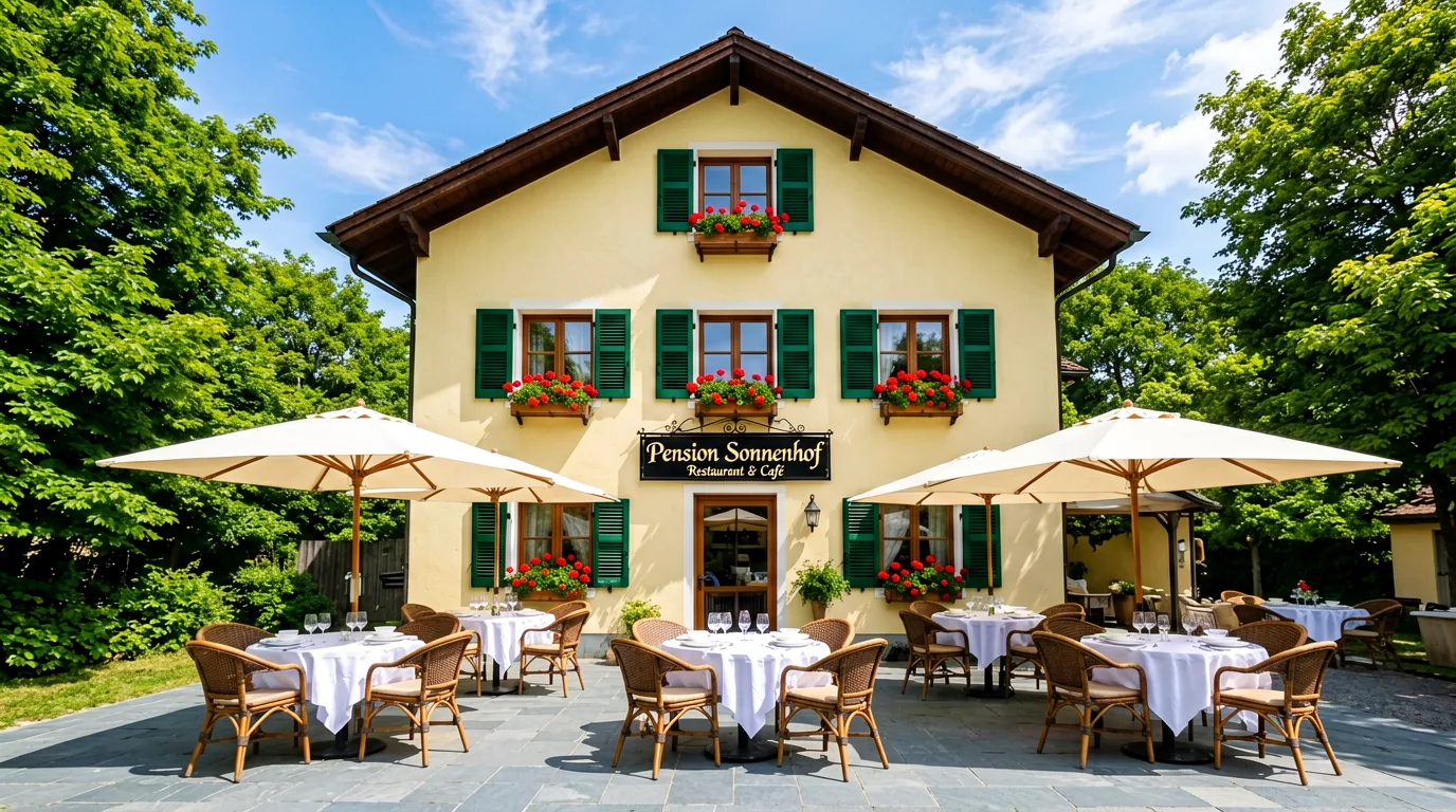 Außenansicht der Pension in Braunsbedra im Sommer