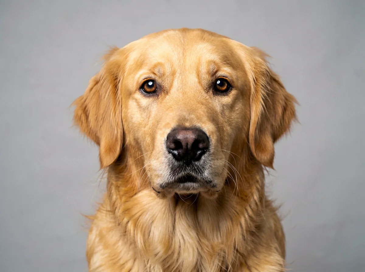 Hund konzentriert sich ruhig auf seinen Menschen