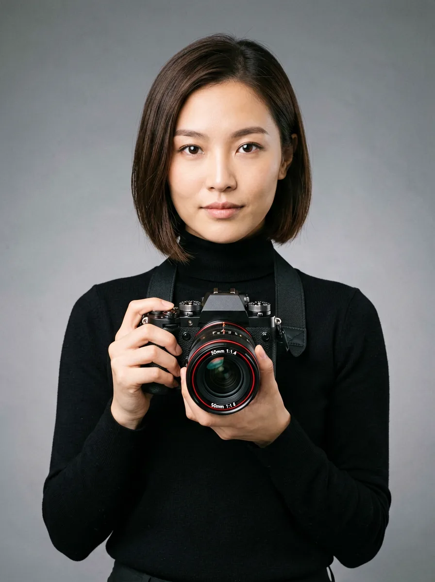 Fotografin Marlene Vogt mit Kamera in der Hand