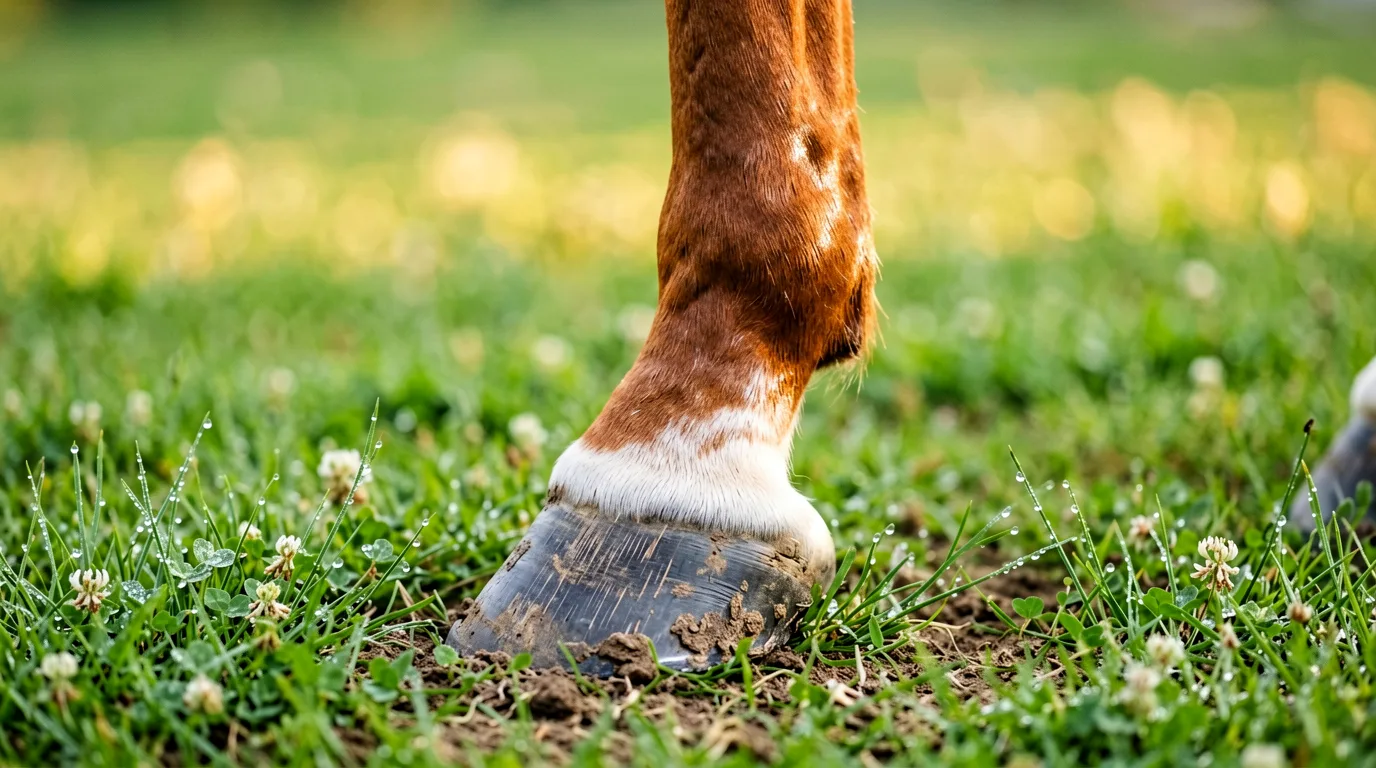 Pferd auf einer Weide, naturnahe Hufpflege im Freien