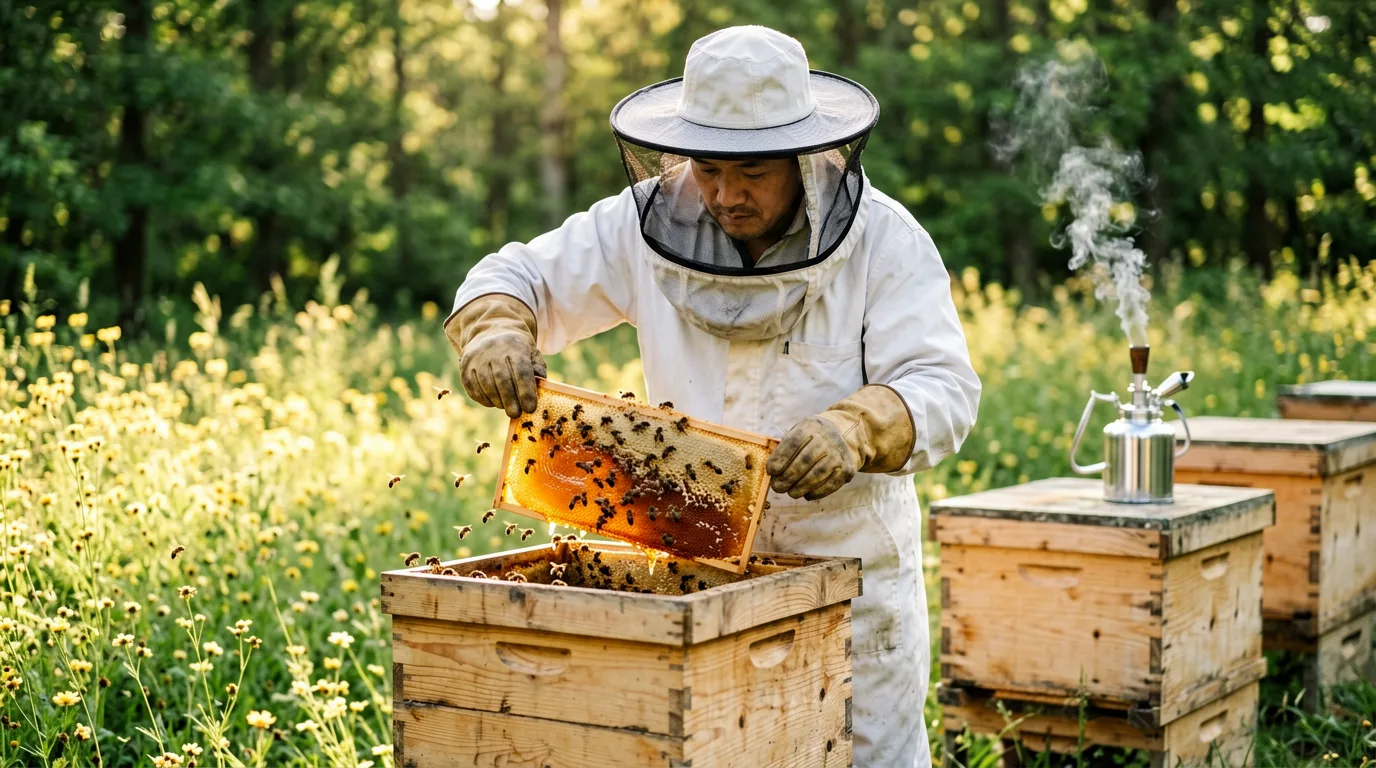 Bienenstöcke auf einer Wiese am Rand von Zuffenhausen