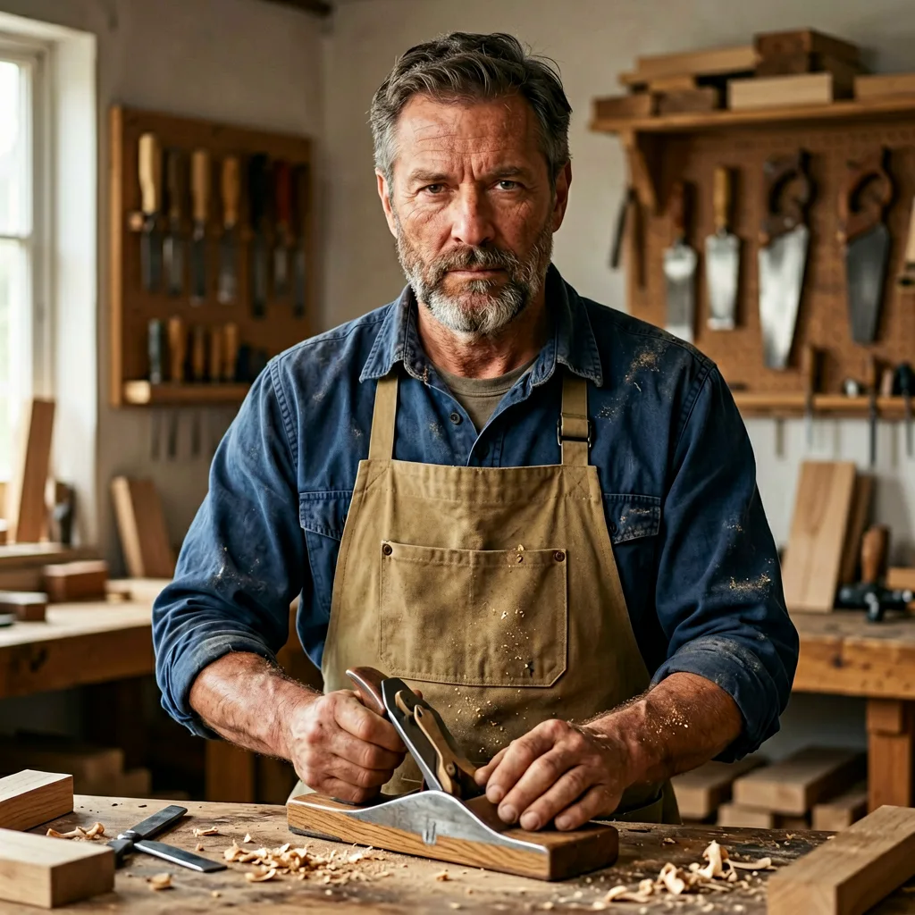 Portraet eines Schornsteinfegermeisters in Arbeitskleidung