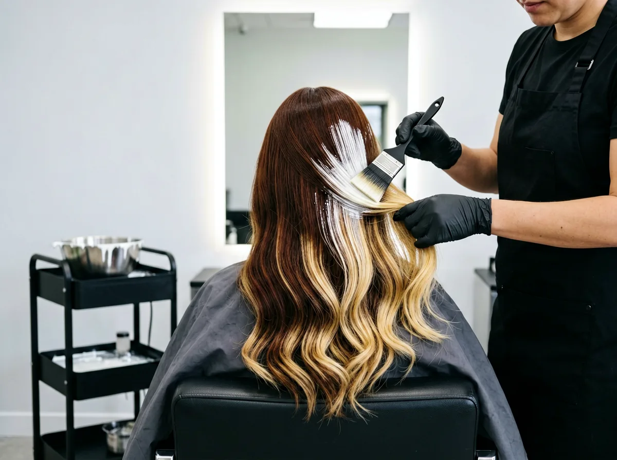 Coloration mit Pinsel und Folien im Salon.