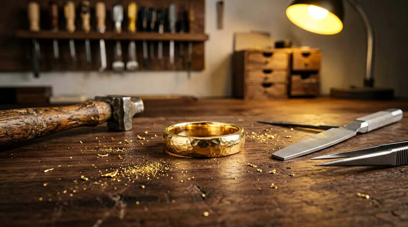 Handgeschmiedeter Goldring mit feinem Detail